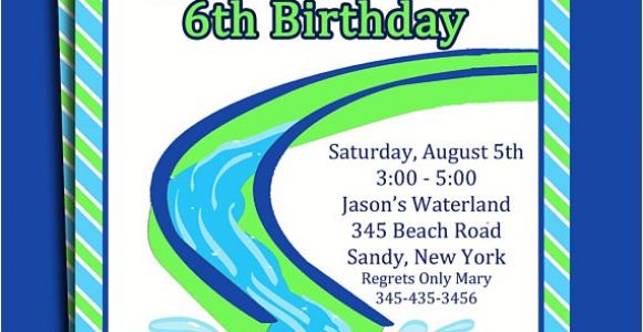 Free Printable Water Slide Party Invitations Water Slide Pool Party Invitation Printable or Printed with