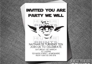Free Printable Yoda Birthday Invitations Yoda Birthday Invitations Star Wars Darth Vader