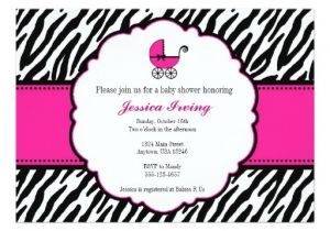 Free Printable Zebra Print Baby Shower Invitations Hot Pink and Zebra Print Baby Shower Invitation