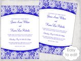 Free Royal Wedding Invitation Template Lace Wedding Invitation Template Royal Blue Linen