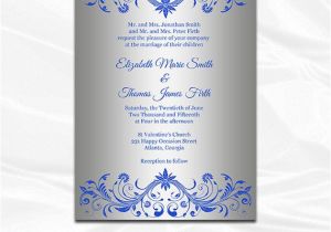 Free Royal Wedding Invitation Template Royal Blue and Silver Wedding Invitation Template Diy Silver