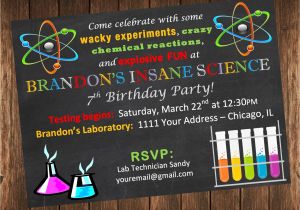 Free Science Birthday Party Invitation Templates Insane Science Birthday Party Invitation Science Laboratory