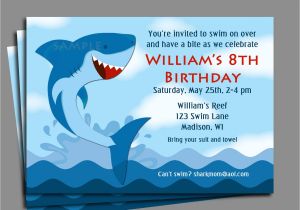 Free Shark Birthday Invitation Template Shark Invitation Printable or Printed with Free Shipping