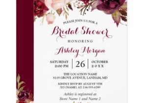 Free Wedding Invitation Samples Zazzle Burgundy Marsala Red Floral Autumn Bridal Shower Card