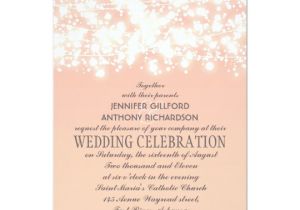 Free Wedding Invitation Samples Zazzle Elegant String Lights Peach Wedding Invitations Zazzle Com