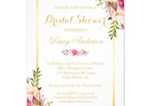 Free Wedding Invitation Samples Zazzle Wedding Bridal Shower Chic Floral Golden Frame Invitation