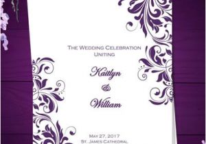 Free Wedding Invitation Templates 5.5 X 8.5 Catholic Church Wedding Program Kaitlyn Purple Wedding