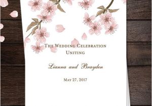 Free Wedding Invitation Templates 5.5 X 8.5 Wedding Program Template Cherry Blossom Wedding Template
