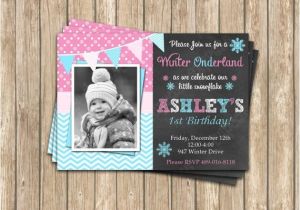 Free Winter Wonderland Party Invitations Winter Wonderland Girl Pink Blue Birthday Printable