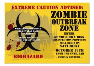 Free Zombie Party Invitation Template Biohazard Zombie Party Invitations Zazzle Com