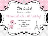 French Birthday Party Invitations French Poodle Birthday Invitation Oo La La by
