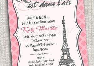 French Bridal Shower Invitation Wording French themed Eiffel tower Paris Party Invitation Card