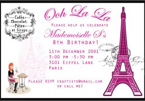 French Party Invitation Templates Here and now Paris themed Birthday Party