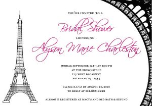 French Party Invitation Templates Paris themed Bridal Shower Invitations Paris themed Bridal