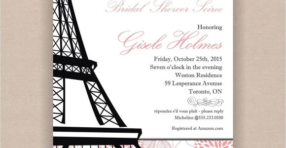 French themed Bridal Shower Invitations Paris Bridal Shower Invitation Printable 5×7 Eiffel
