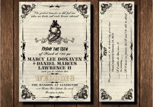 Friday the 13th Birthday Party Invitations Friday the 13th Wedding Invitation and Rsvp Ticket Gothic