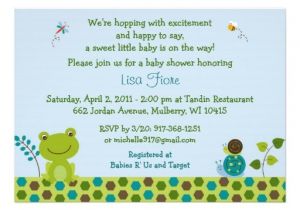 Frog themed Baby Shower Invitations Frog Snail Bug Baby Shower Invitations 5" X 7" Invitation