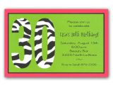 Funny Birthday Invitation Wording for 30th Zebra 30th Birthday Invitations Clearance Paperstyle