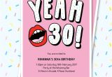 Funny Invitations for 30th Birthday Party 30th Birthday Invitation Sassy Yeah 30 Lips Editable