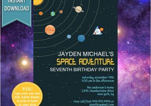 Galaxy Birthday Invitation Template Space Invitation Space Birthday Outer Space Birthday Outer