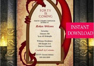 Game Of Thrones Birthday Invitation Game Of Thrones Inspired Dragon Invitation Dragon Invitation