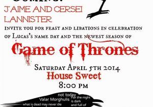 Game Of Thrones Birthday Party Invitations Game Of Thrones themed Party Invitation