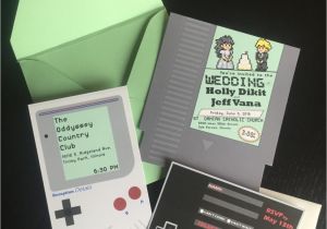 Gaming Wedding Invitations Unique Nintendo Gameboy Wedding Invitation with Reception Card