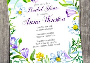 Garden themed Bridal Shower Invitation Wording Items Similar to Diy Invitation Watercolor Floral Bridal