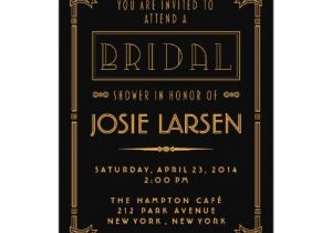 Gatsby Bridal Shower Invitations Golden Gatsby Art Deco Bridal Shower Invitations Zazzle