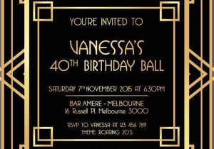 Gatsby Wedding Invitation Template Free Great Gatsby Invitation Black and Gold In 2019