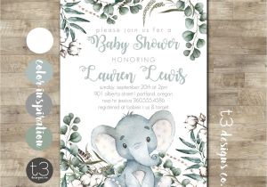Gender Neutral Elephant Baby Shower Invitations Elephant Baby Shower Invitation Gender Neutral Baby