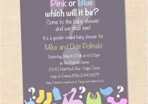 Gender Reveal Baby Shower Invitation Wording Gender Reveal Printable Baby Shower Invitation by Partymonkey