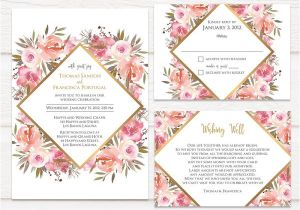 Geometric Wedding Invitation Template Tvw164 Geometric Watercolor Floral Wedding Invitation Template