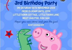 George Pig Birthday Party Invitations Personalised Birthday Invitations George Pig X 5