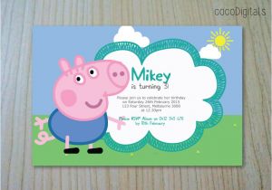George Pig Party Invitations Peppa Pig George Pig Birthday Invitation Custom Personalised