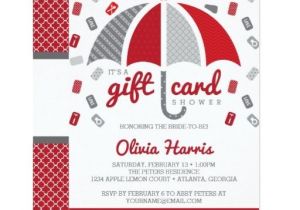 Gift Card Bridal Shower Invitations Gift Card Bridal Shower Invitation Red Gray