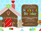 Gingerbread Birthday Party Invitations Gingerbread House Printable Birthday Invitation Dimple