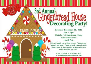 Gingerbread House Christmas Party Invitations Gingerbread House Decorating Party Invitations Red and Green