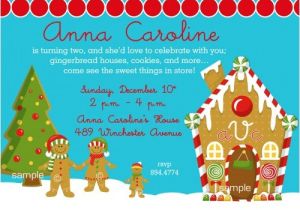 Gingerbread House Decorating Party Invitation Wording Gingerbread House Cookie Christmas Holiday Birthday