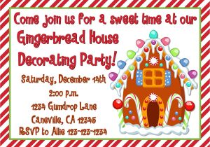 Gingerbread House Decorating Party Invitation Wording Gingerbread House Decorating Party Invitation Print Your Own