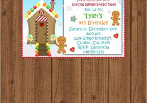 Gingerbread Man Birthday Party Invitations Gingerbread Man Birthday Invitation Kids Christmas