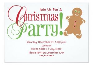 Gingerbread Man Birthday Party Invitations Gingerbread Man Red Green Christmas Party 5×7 Paper