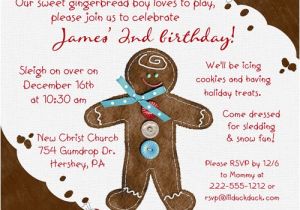 Gingerbread Man Birthday Party Invitations Little Gingerbread Man Birthday Invitation Cookie Candy Cane