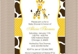 Giraffe themed Baby Shower Invitations Baby Shower Invitations Giraffe theme