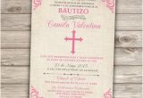 Girl Baptism Invitations In Spanish Spanish Printable Baptism Christening Invitations Burlap