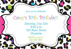 Girl Birthday Invitation Template Rainbow Cheetah Girls Birthday Party Invitation Printable