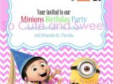 Girl Minion Birthday Party Invitations Despicable Me 2 Birthday Party Printable Invitation Girl