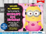 Girl Minion Birthday Party Invitations Girl Minion Invitation Birthday Invitation Psd by