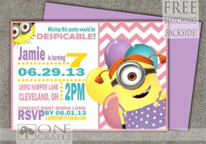 Girl Minion Birthday Party Invitations Girl Minion Invitation Printable 9 00 Https Www Etsy