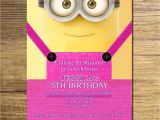 Girl Minion Birthday Party Invitations Minion Girl Birthday Invitation Pink Yellow Minion Invite